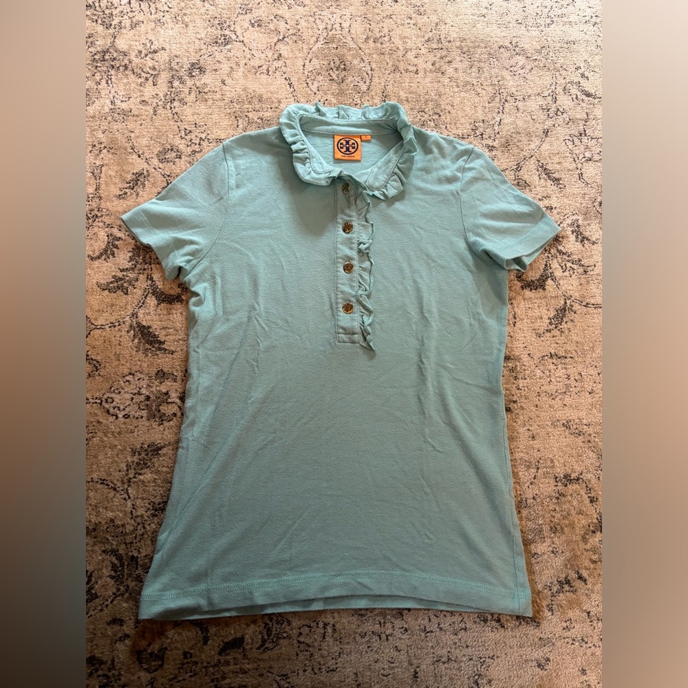 Tory Burch teal button down shirt